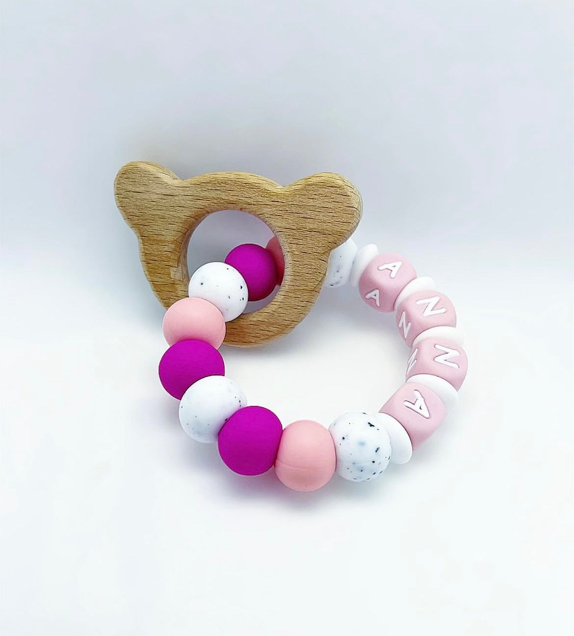 Personalized Teether with Wood Attachment