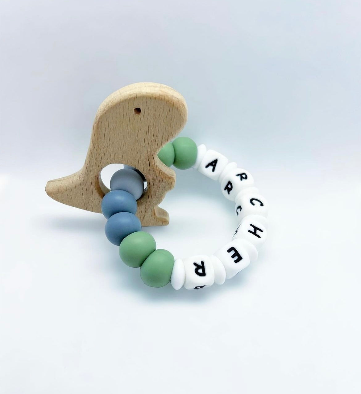 Personalized Teether with Wood Attachment