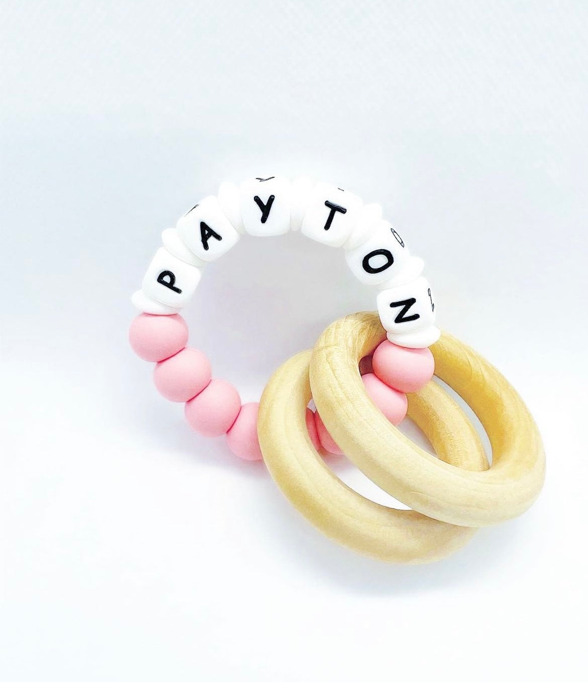 Personalized Teether with Wood Attachment