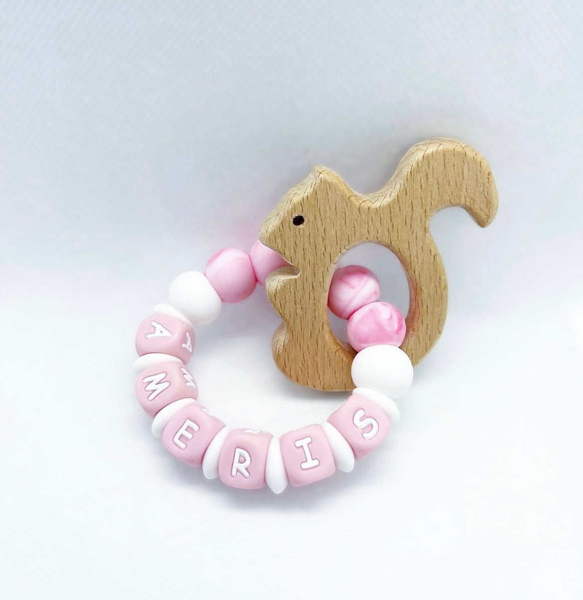 Personalized Teether with Wood Attachment