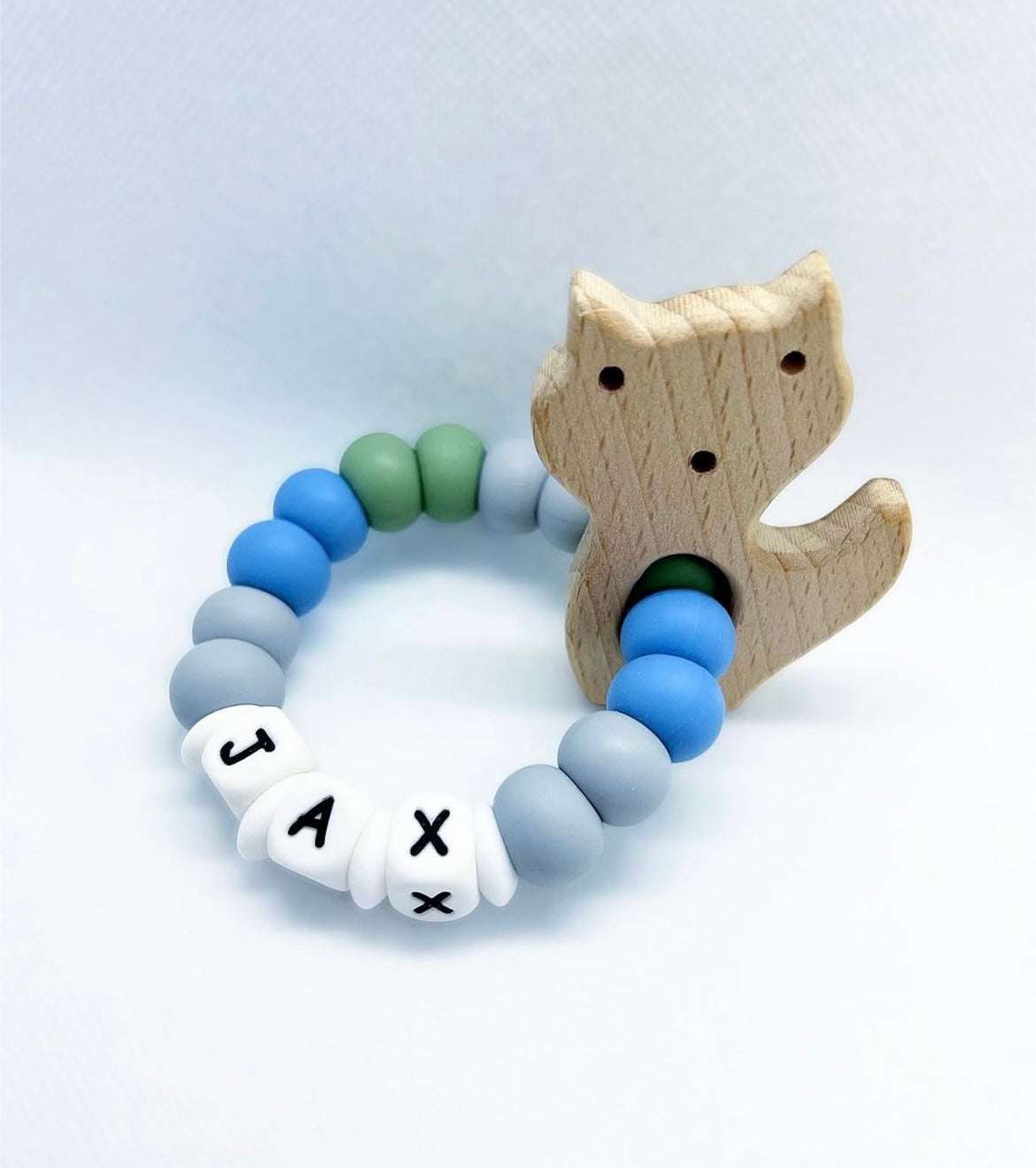 Personalized Teether with Wood Attachment