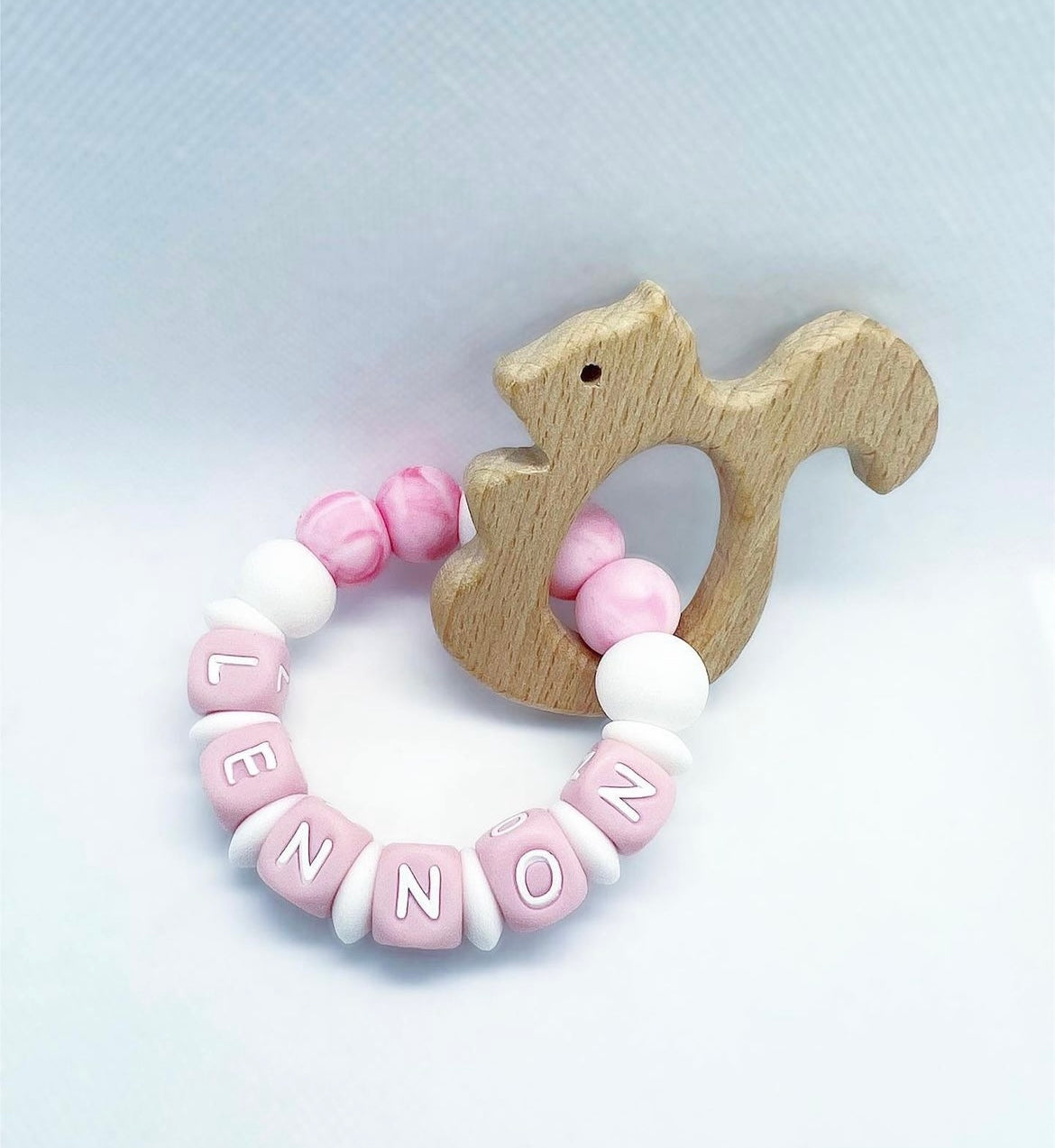 Personalized Teether with Wood Attachment