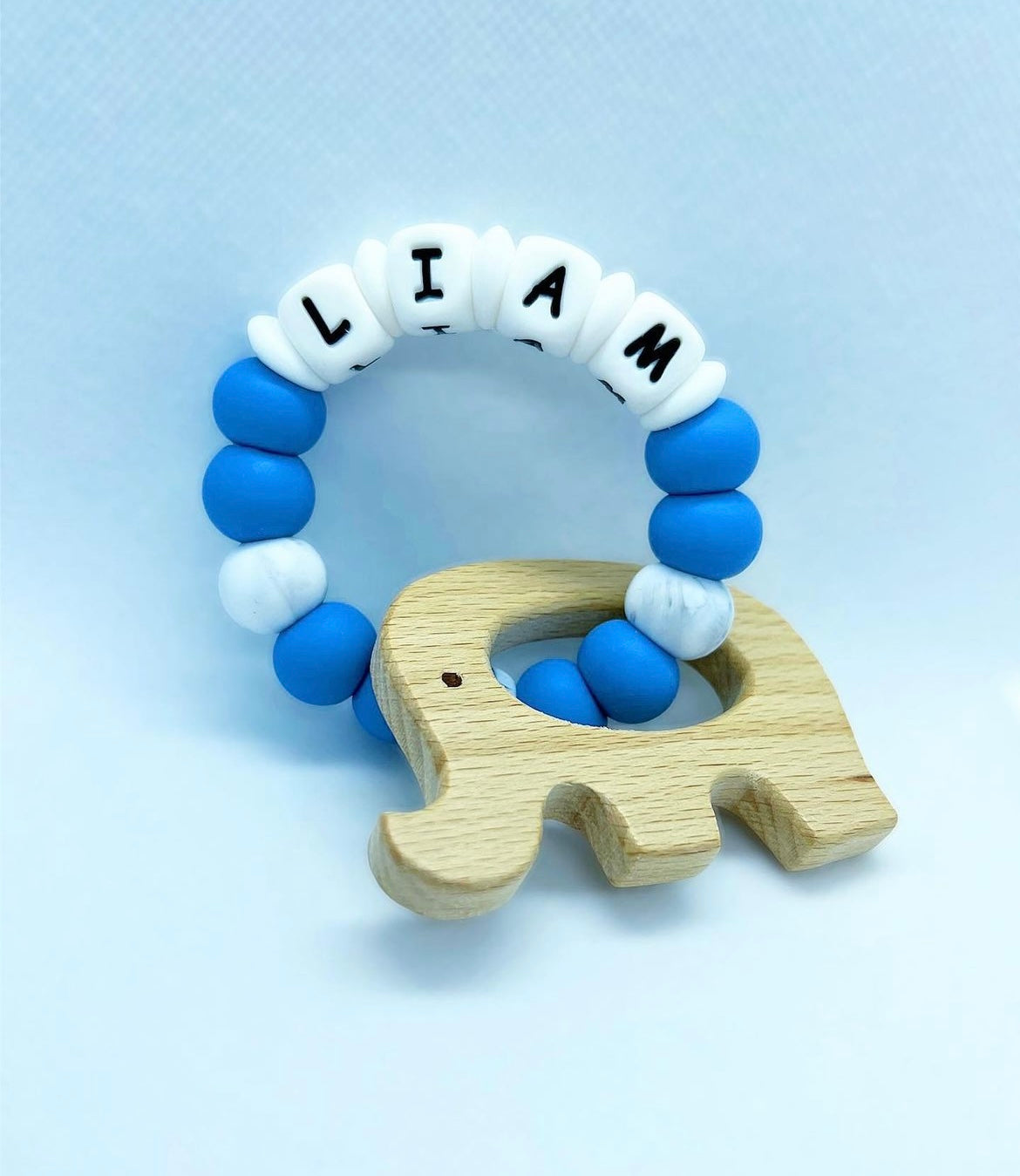 Personalized Teether with Wood Attachment