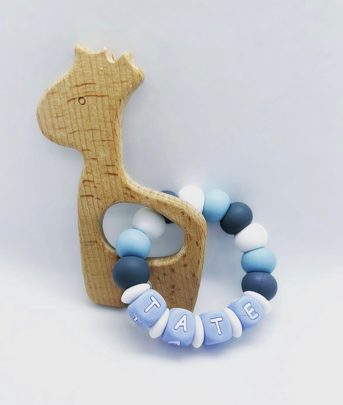 Personalized Teether with Wood Attachment