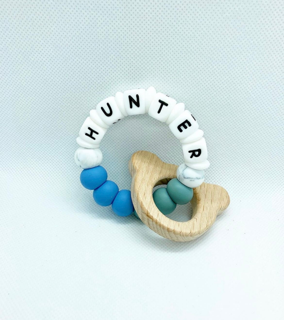 Personalized Teether with Wood Attachment