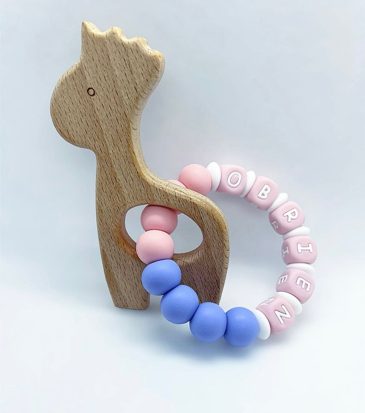 Personalized Teether with Wood Attachment