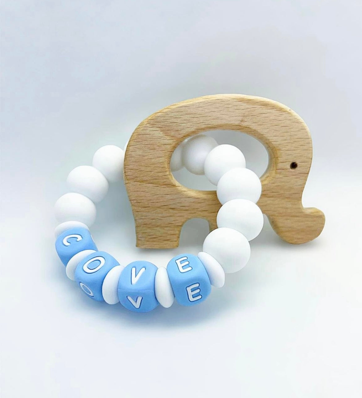 Personalized Teether with Wood Attachment