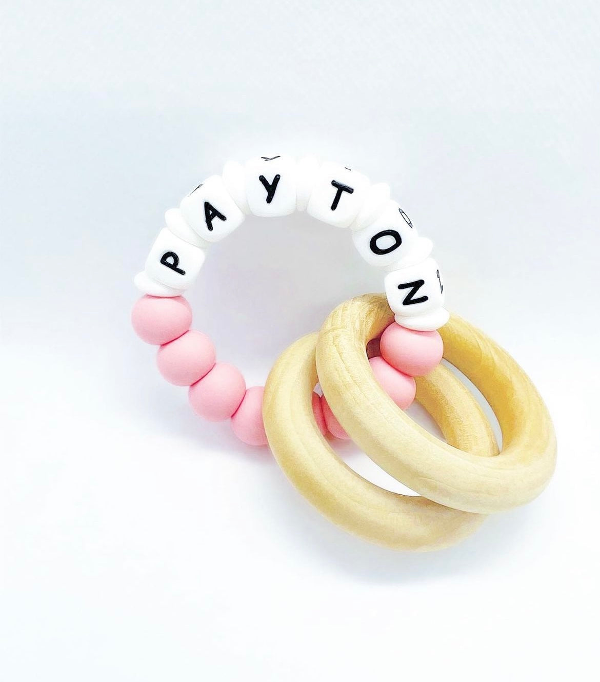 Personalized Teether with Wood Attachment