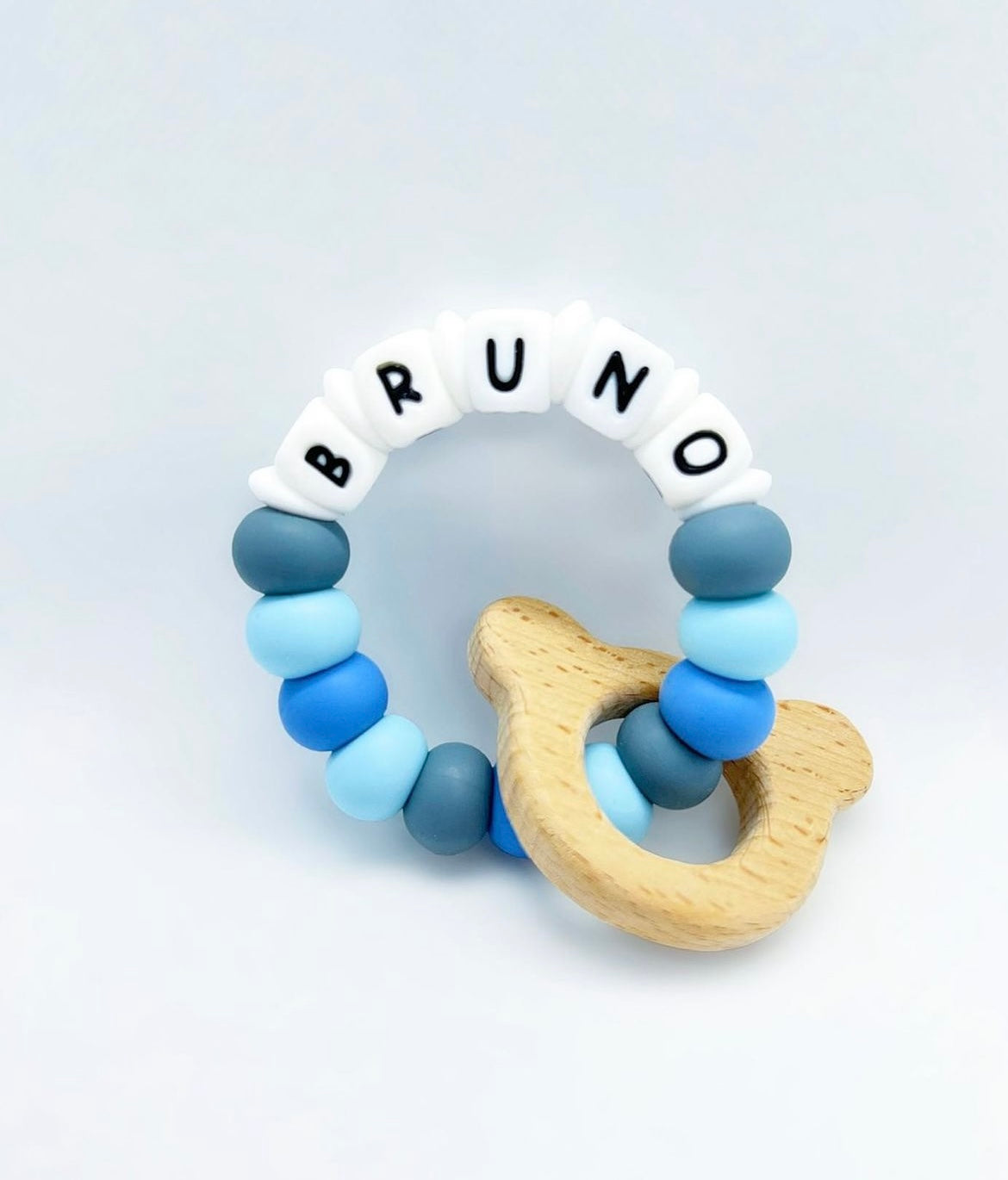 Personalized Teether with Wood Attachment