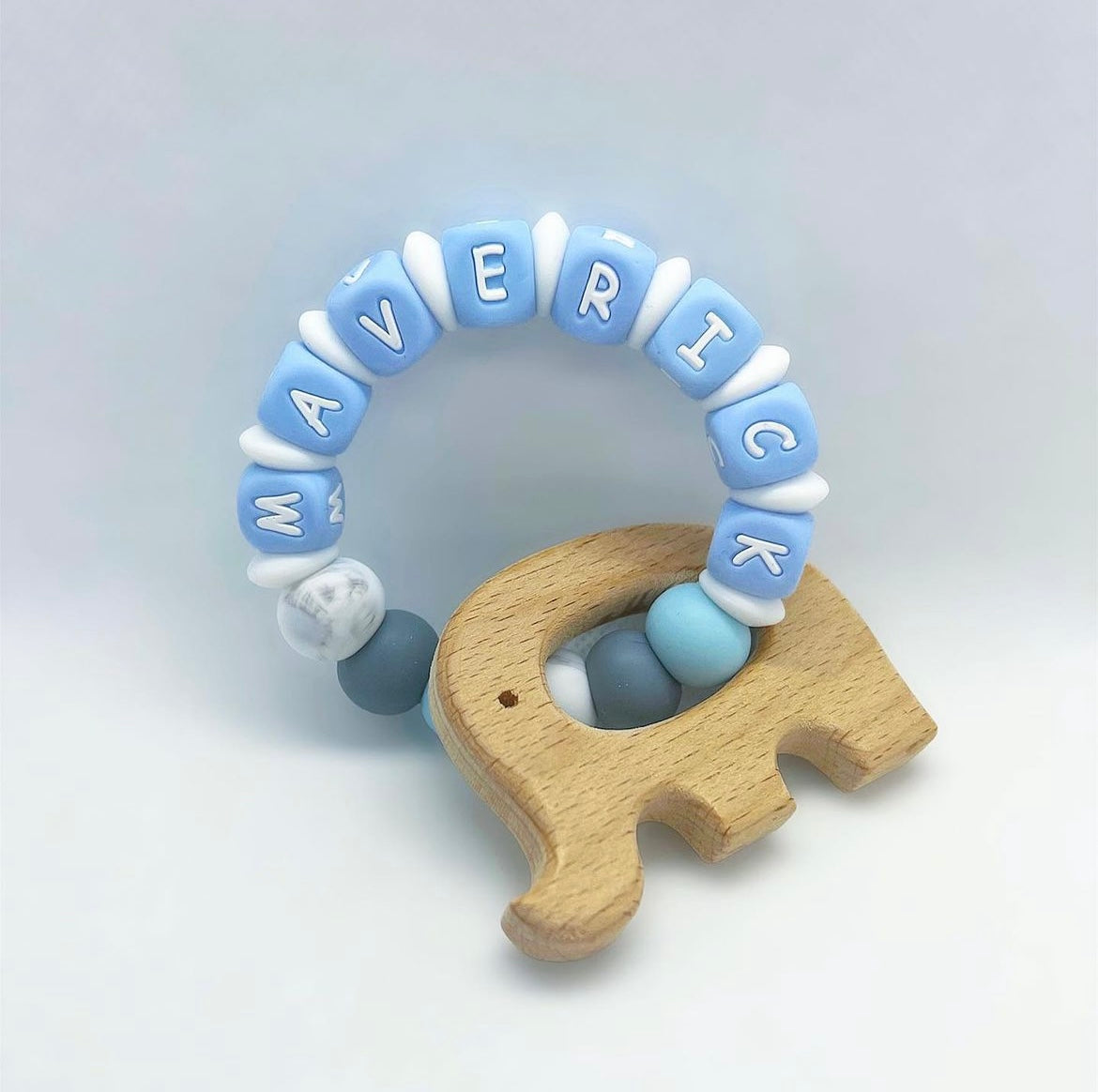 Personalized Teether with Wood Attachment