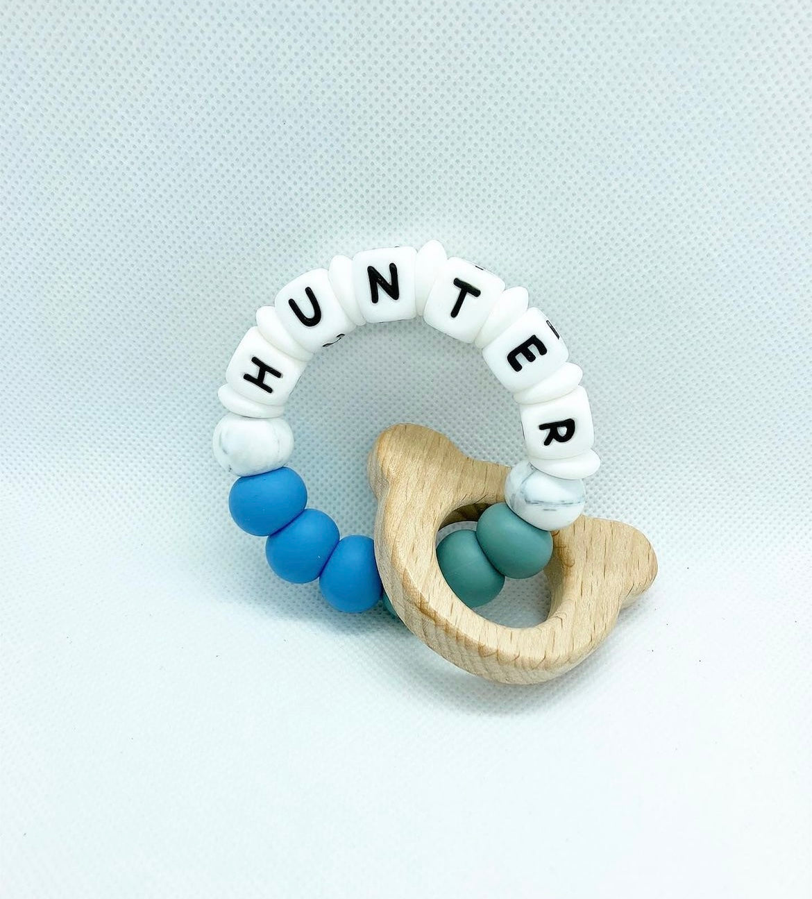 Personalized Teether with Wood Attachment