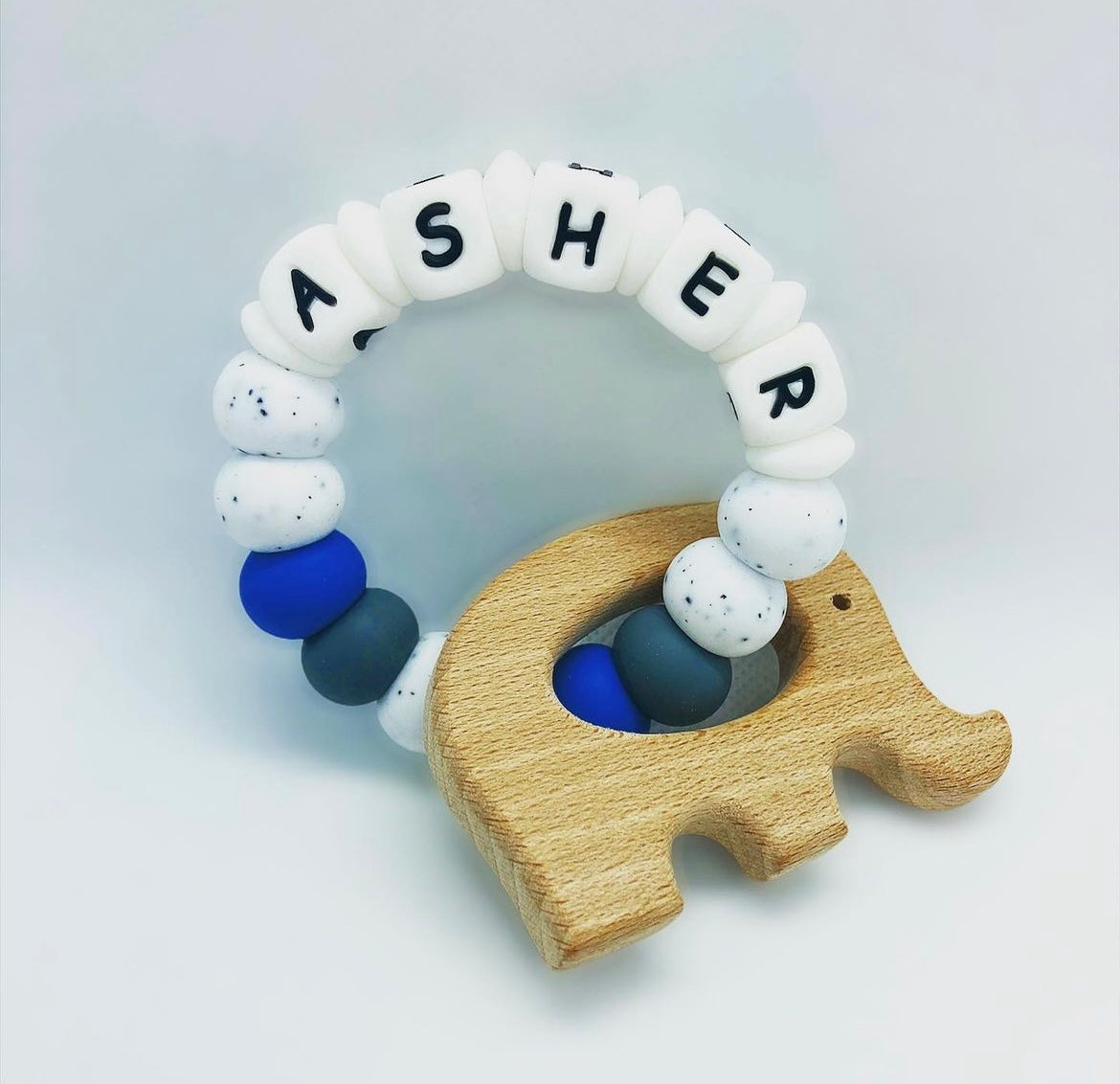 Personalized Teether with Wood Attachment