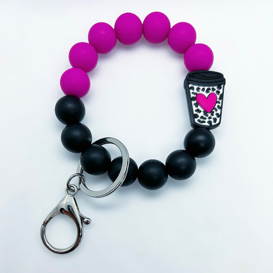 Fuchsia/Black Coffee Wristlet